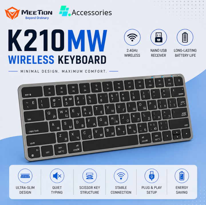 Клавиатура MeeTion K210MW, cерый